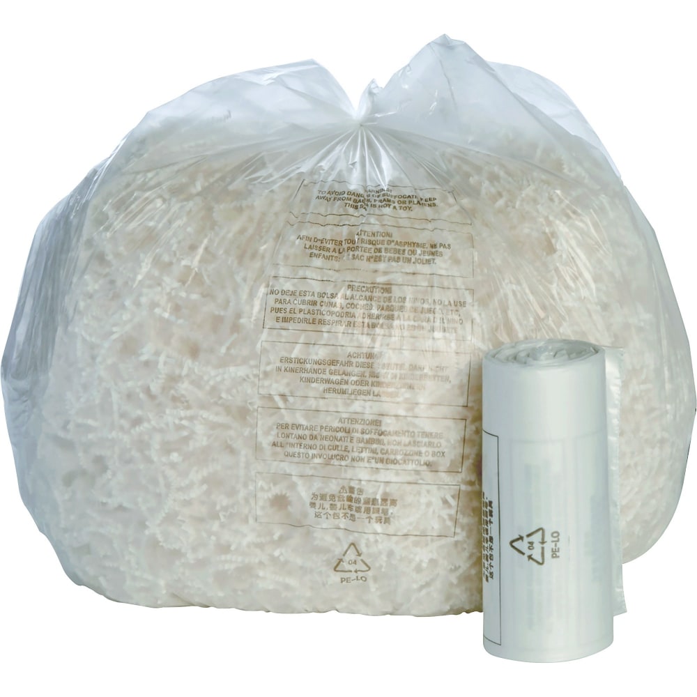 SKILCRAFT Shredder Bags, 24in x 26in, 10 Gallons, Clear, 50 Bags Per Roll, Set Of 2 Rolls, (AbilityOne 8105-01-557-4975)