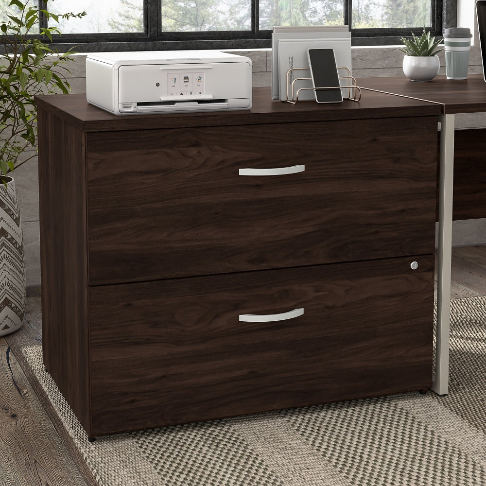 Bush Business Furniture Hybrid 35-2/3inW x 23-1/3inD Lateral 2-Drawer File Cabinet, Black Walnut, Standard Delivery