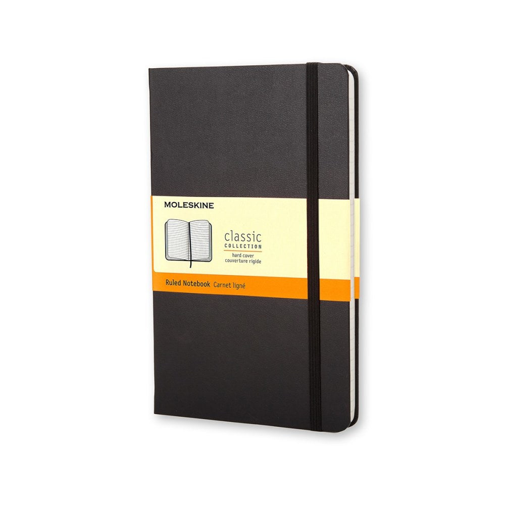 Moleskine Classic Hard Cover Notebook, 3-1/2in x 5-1/2in, Ruled, 192 Pages, Black