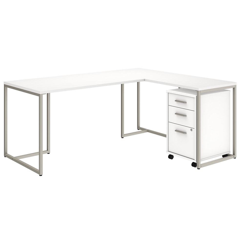 Bush Business Furniture Method 72inW L-Shaped Corner Desk With Return And Mobile File Cabinet, White, Standard Delivery