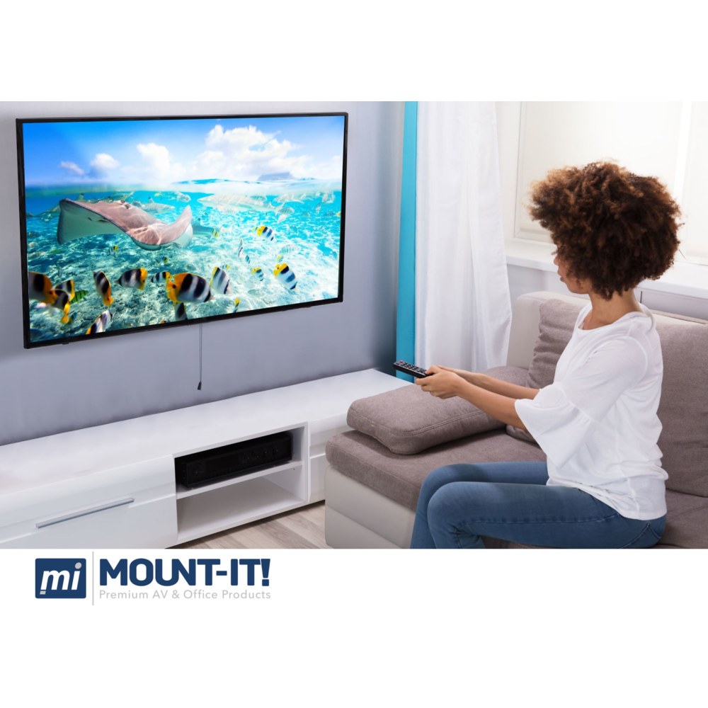 Mount-It! MI-376 No-Stud TV Wall Mount For Screens 37 - 80in, 8inH x 30-1/4inW x 1-1/4inD, Black