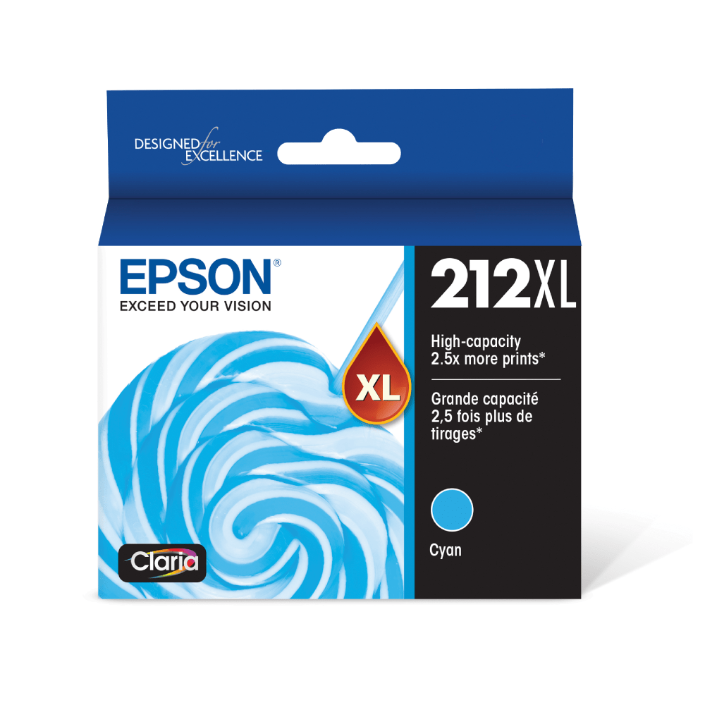 Epson 212XL Claria Cyan High-Yield Ink Cartridge, T212XL220-S