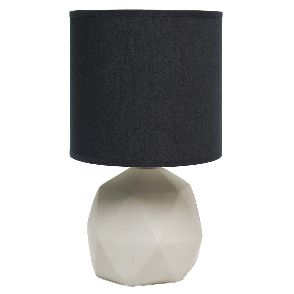 Simple Designs Geometric Concrete Lamp, 10-5/8inH, Black Shade/Gray Base