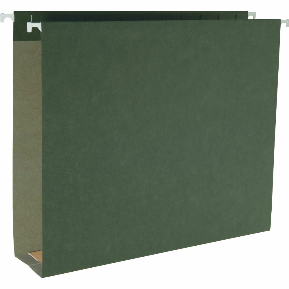 Business Source Hanging Box Bottom File Folders, Letter Size, 2in Expansion, 1/5 Tab Cut, Standard Green, Box Of 25 Folders