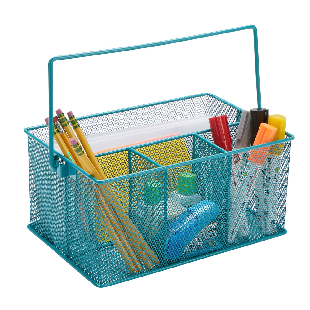 Mind Reader Metal Mesh Storage Basket Organizer, Small Size, Turquoise