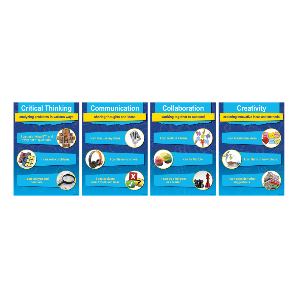 Barker Creek 4-C Skills Posters, 13-3/8in x 19in, Multicolor, Set Of 4 Posters