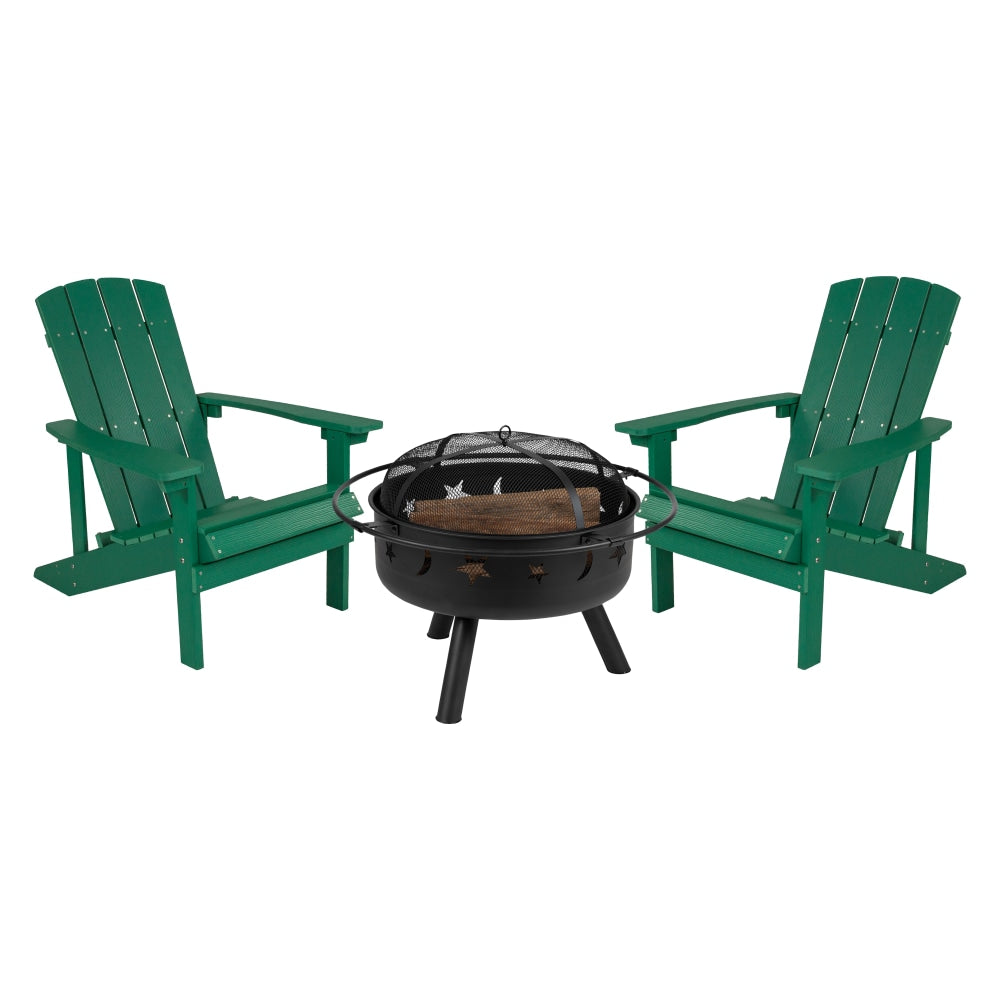 Flash Furniture 3-Piece Charlestown Adirondack Chair Set, Green