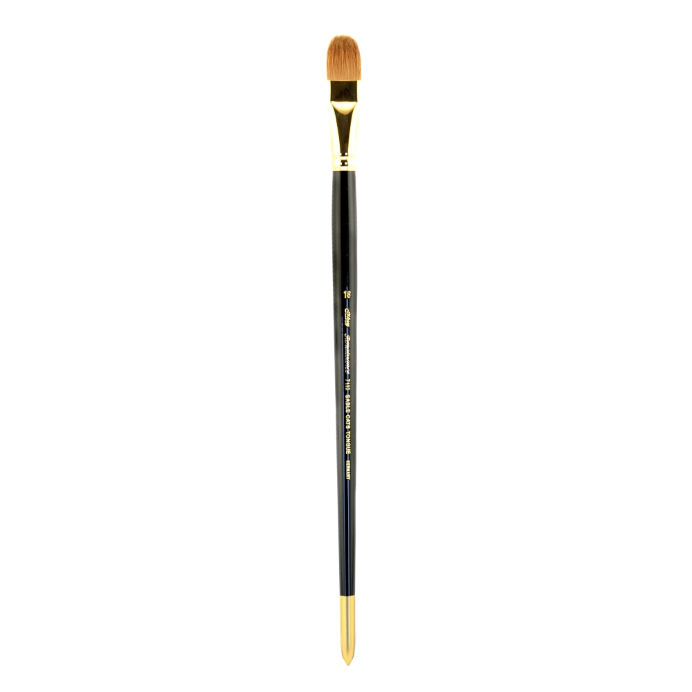 Silver Brush Renaissance Series Long-Handle Paint Brush 7110, Size 18, Cats Tongue Bristle, Sable Hair, Black/Gold