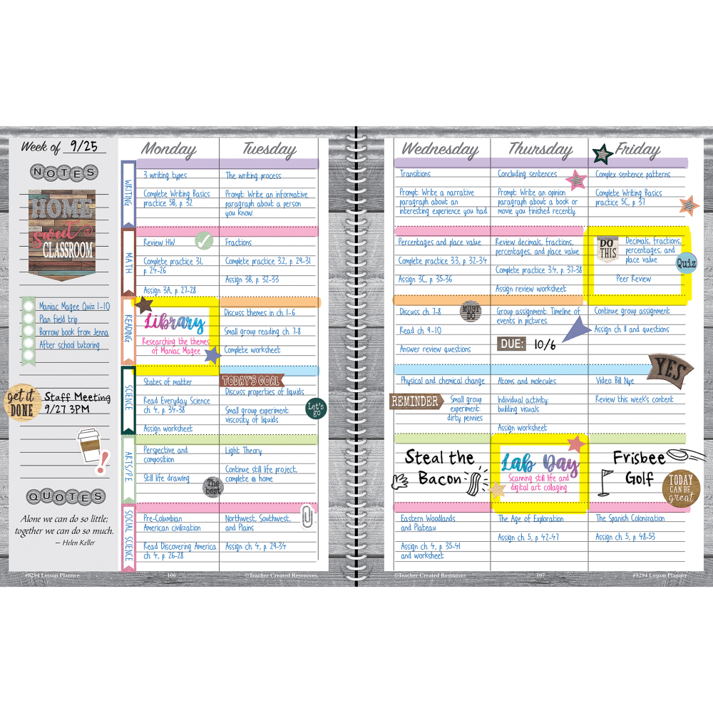 Teacher Created Resources 40-Week Lesson Planner, 8-1/2in x 11in, Home Sweet Classroom