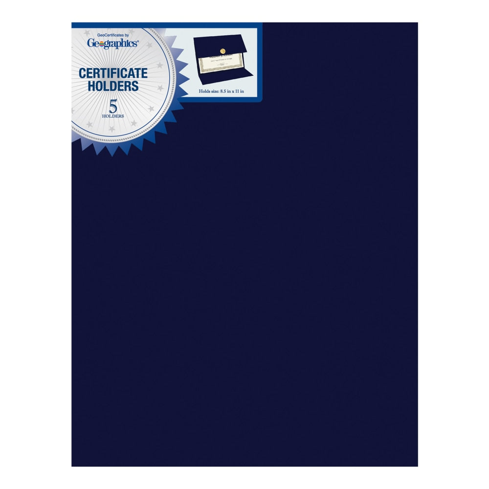 Geographics Recycled Certificate Holder - Navy - 30% Recycled - 5 / Pack