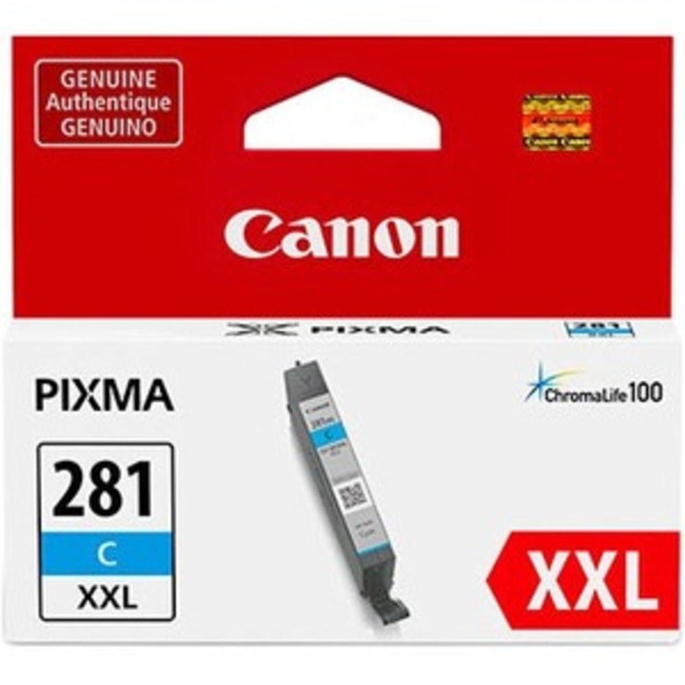 Canon CLI-281 ChromaLife 100+ Cyan Extra-High-Yield Ink Tank, CLI-281 XXL