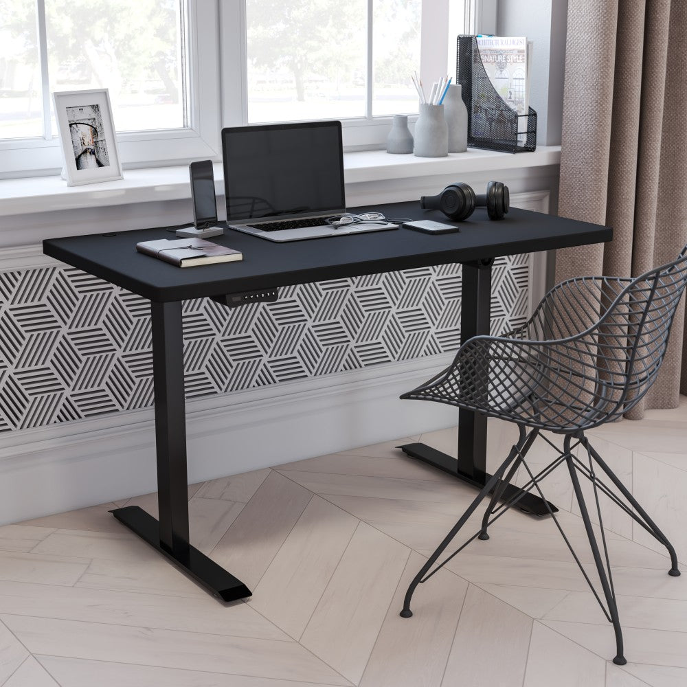 Flash Furniture 48inW Electric Height-Adjustable Standing Computer Desk, Black