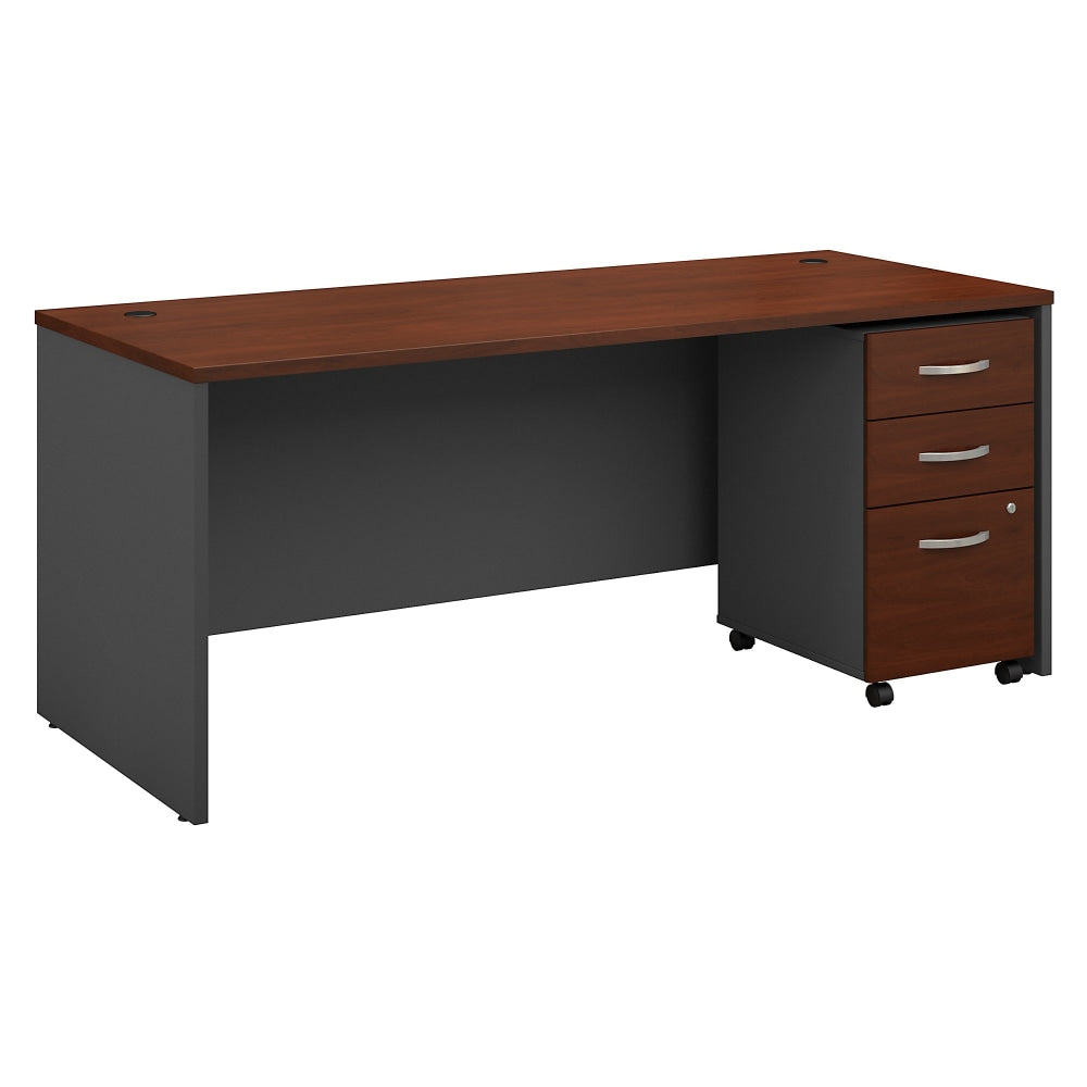 Bush Business Furniture Components 72inW Office Computer Desk With Mobile File Cabinet, Hansen Cherry/Graphite Gray, Standard Delivery