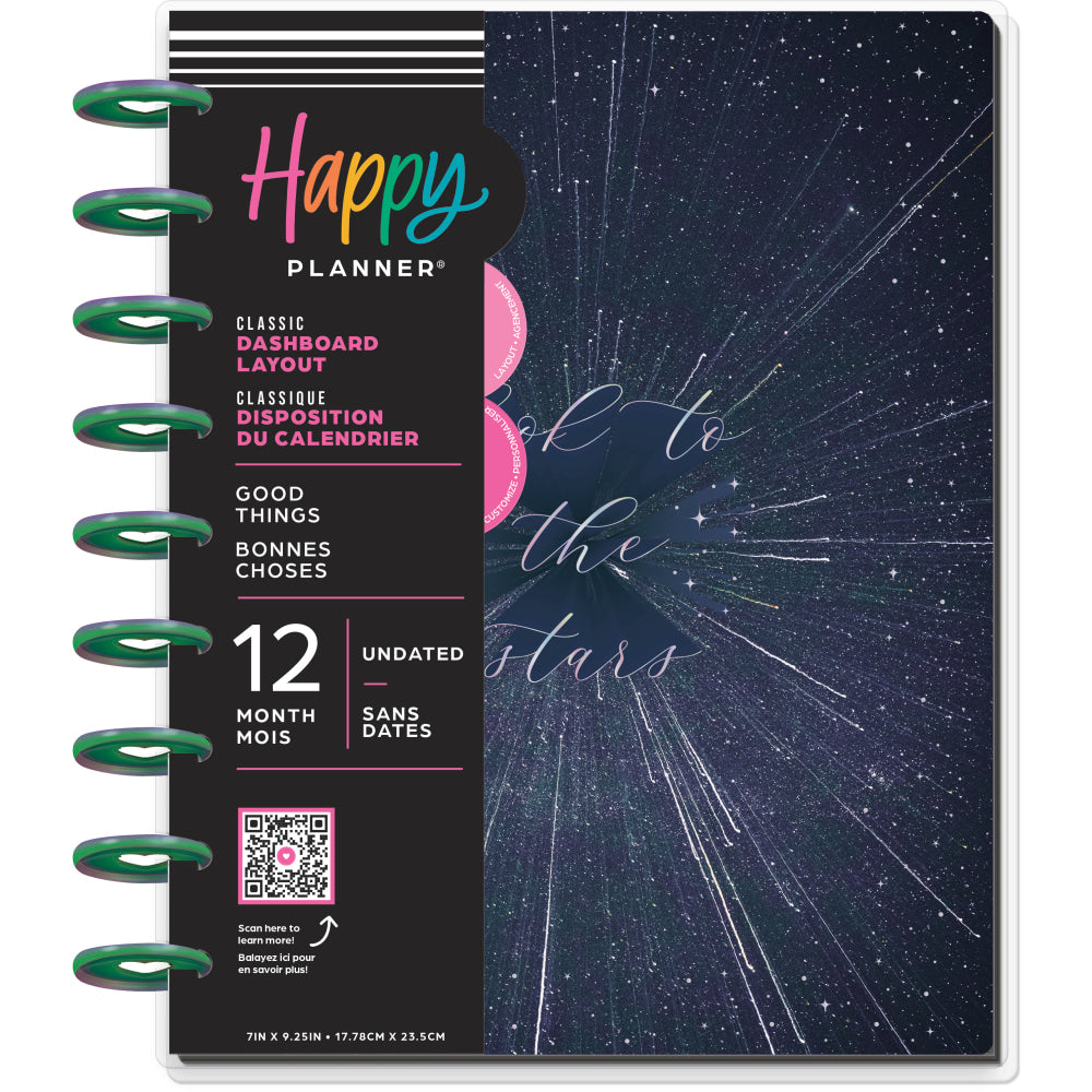 Happy Planner Weekly/Monthly Classic Undated Planner, 7in x 9-1/4in, Look To The Stars, PPCU12-050