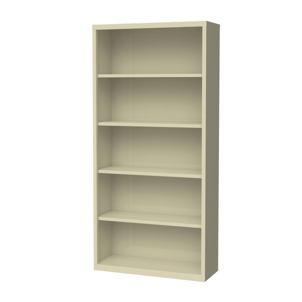 Hirsh 72inH 5-Shelf Metal Bookcase, Putty