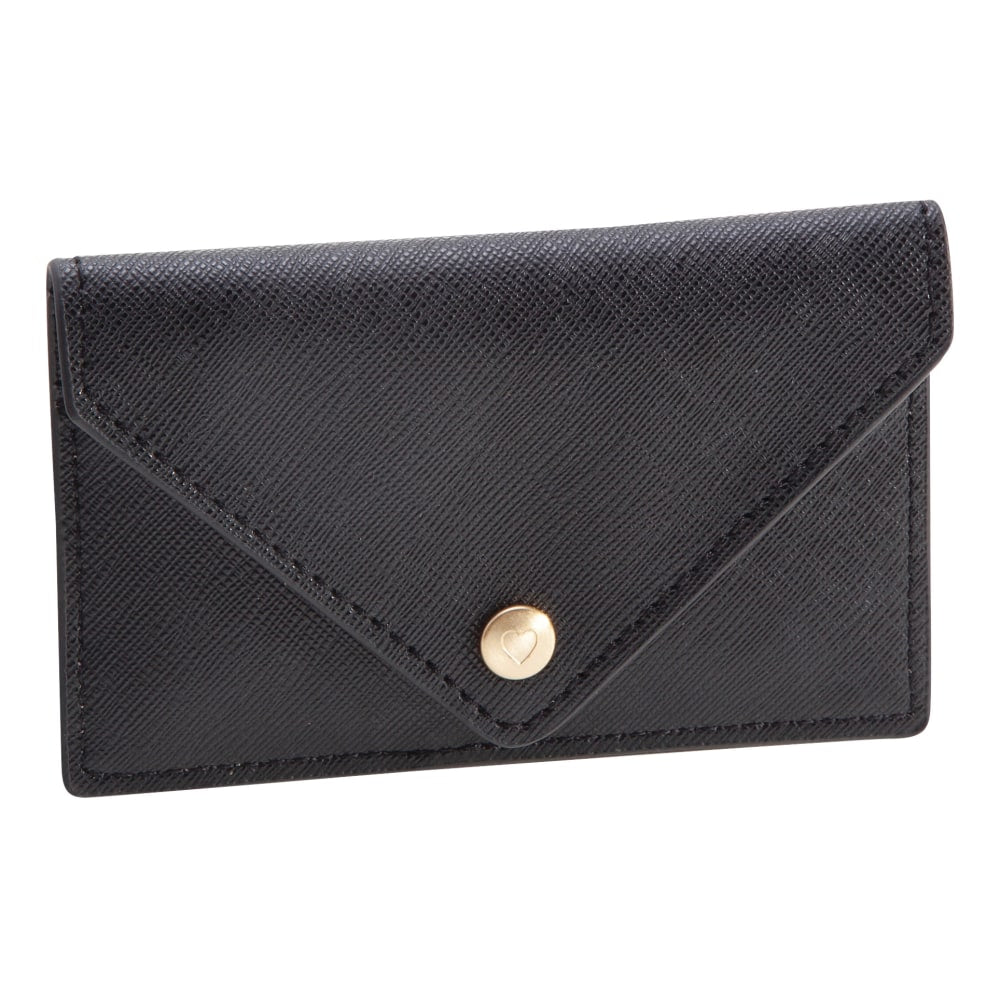 Realspace Faux Leather Business Card Holder, Black