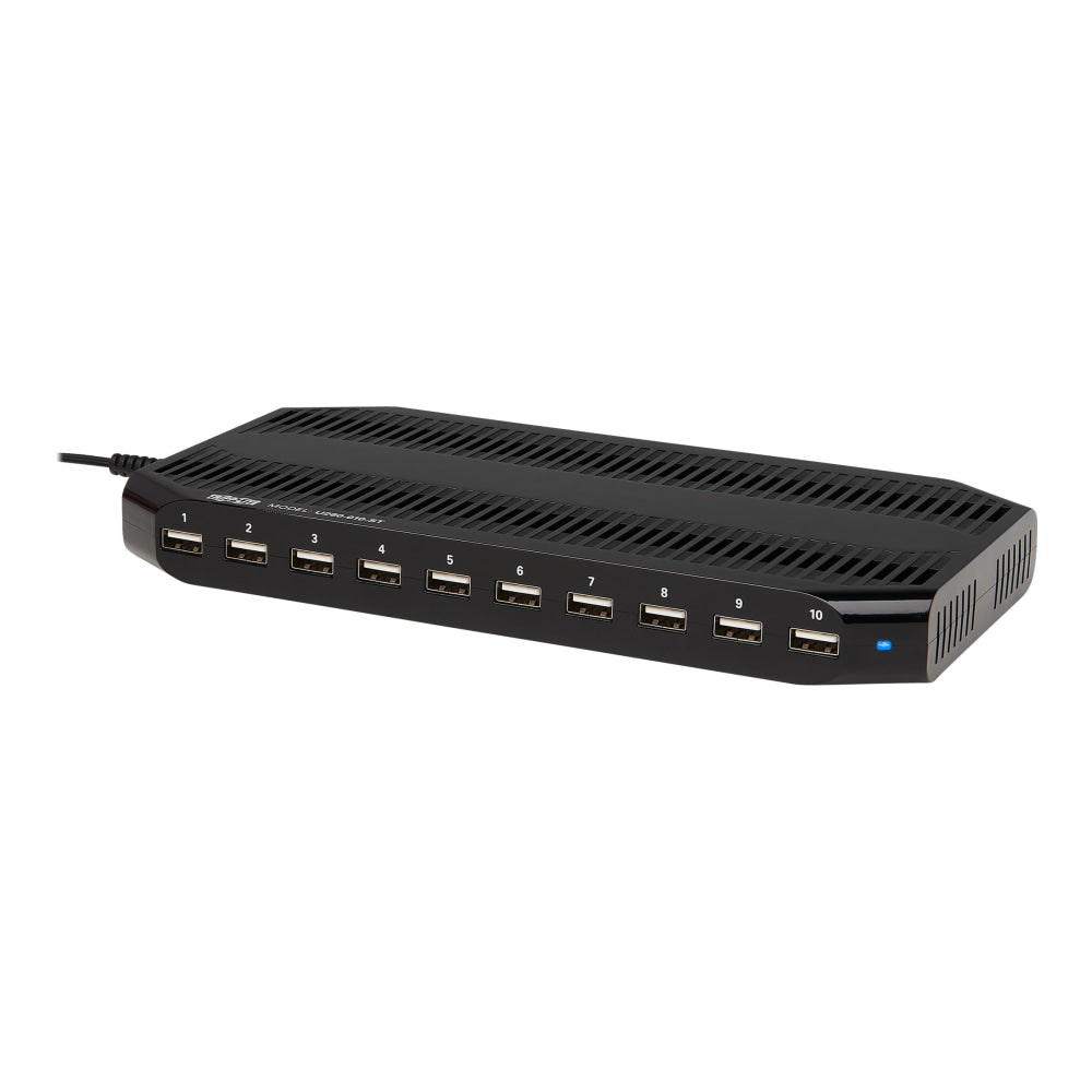 Tripp Lite 10-Port USB Charging Station Hub w Adjustable Storage Tablet / Smartphone / iPad / Iphone 5V 21A 105W - Power adapter - 96 Watt - 8 A - 10 output connectors (10 x 4 pin USB Type A) - black