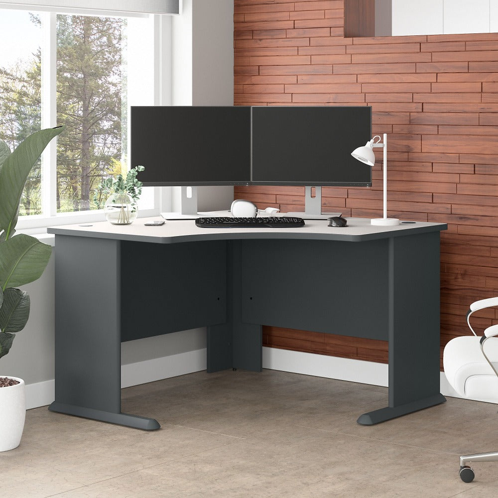 Bush Business Furniture Office Advantage 48inW Corner Desk, Slate/White Spectrum, Standard Delivery