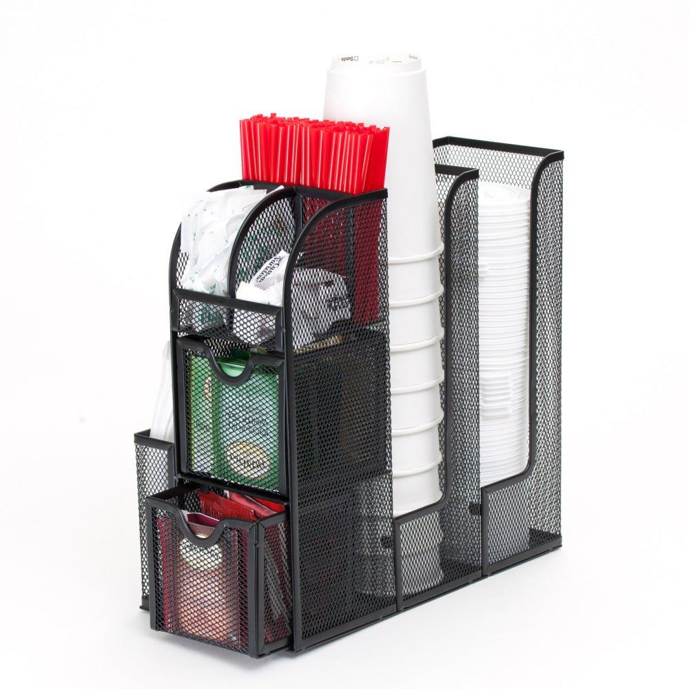 Mind Reader "Organizer" Coffee Condiment Organizer, 6inH x 12inW x 12inD, Black