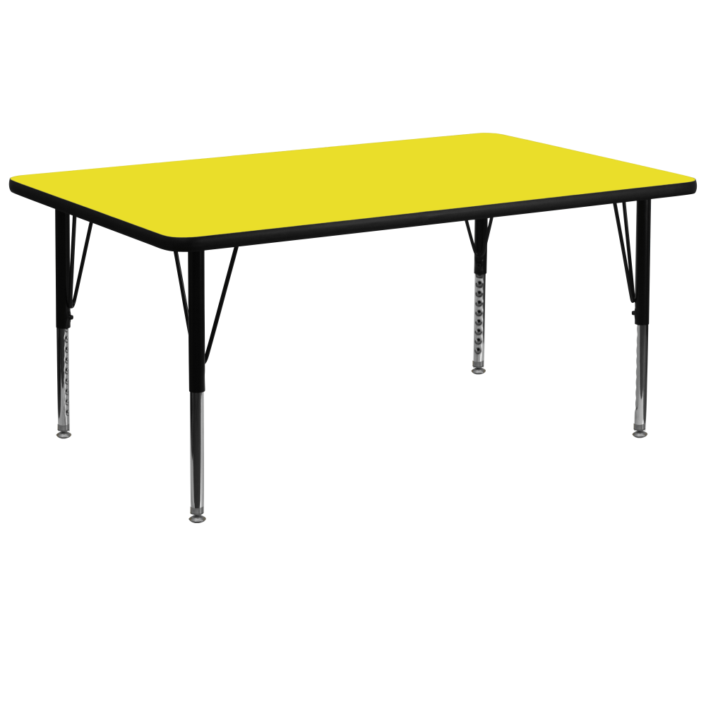 Flash Furniture Rectangular HP Laminate Activity Table With Short Height-Adjustable Legs, 25-1/4inH x 72inW x 30inD, Yellow