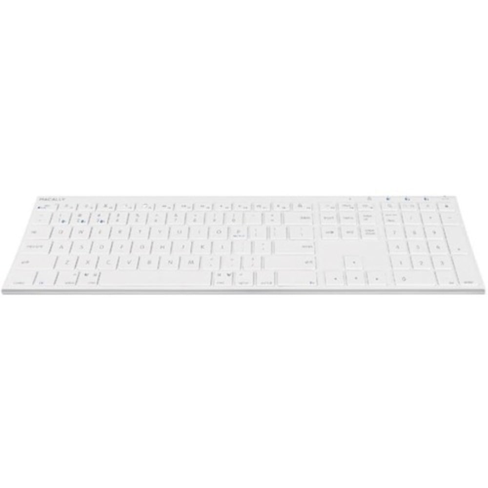 Macally Quick Switch Bluetooth Keyboard for Three Devices - Wireless Connectivity - Bluetooth - 110 Key Multimedia Hot Key(s) - Computer, Tablet, Smartphone - Mac, PC, Android, iOS, Windows - Scissors Keyswitch - Ice White