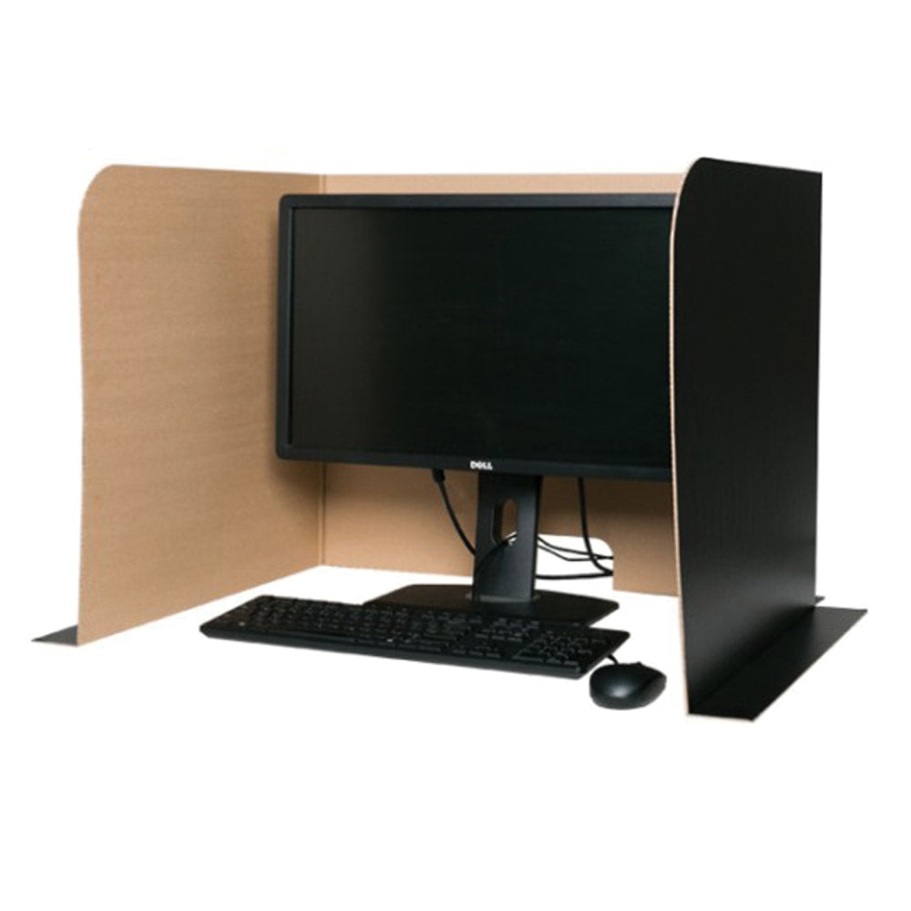 Flipside Products Computer Lab Privacy Screens, Large, Kraft/Black, Pack Of 12 Screens