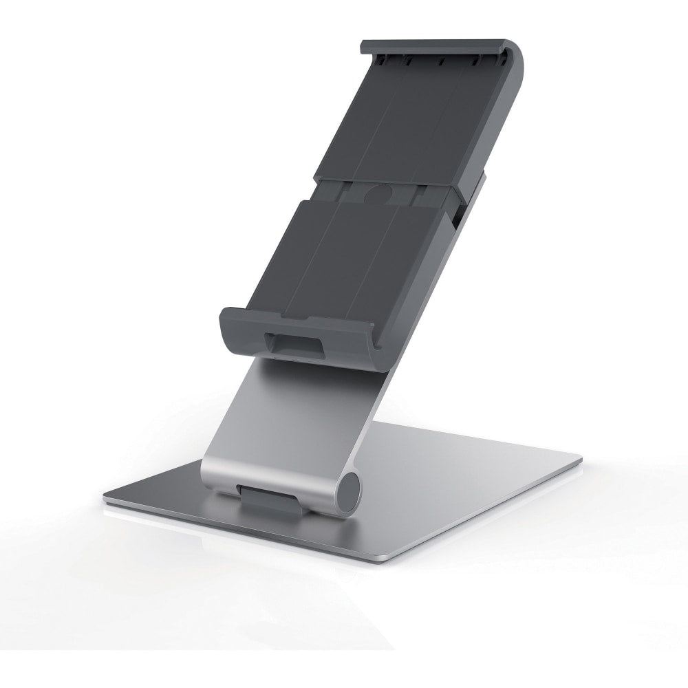 DURABLE TABLET HOLDER Desk Stand - Fits most 7in-13in Tablets, 360 Degrees Rotation with Anti-Theft Device, Silver/Charcoal