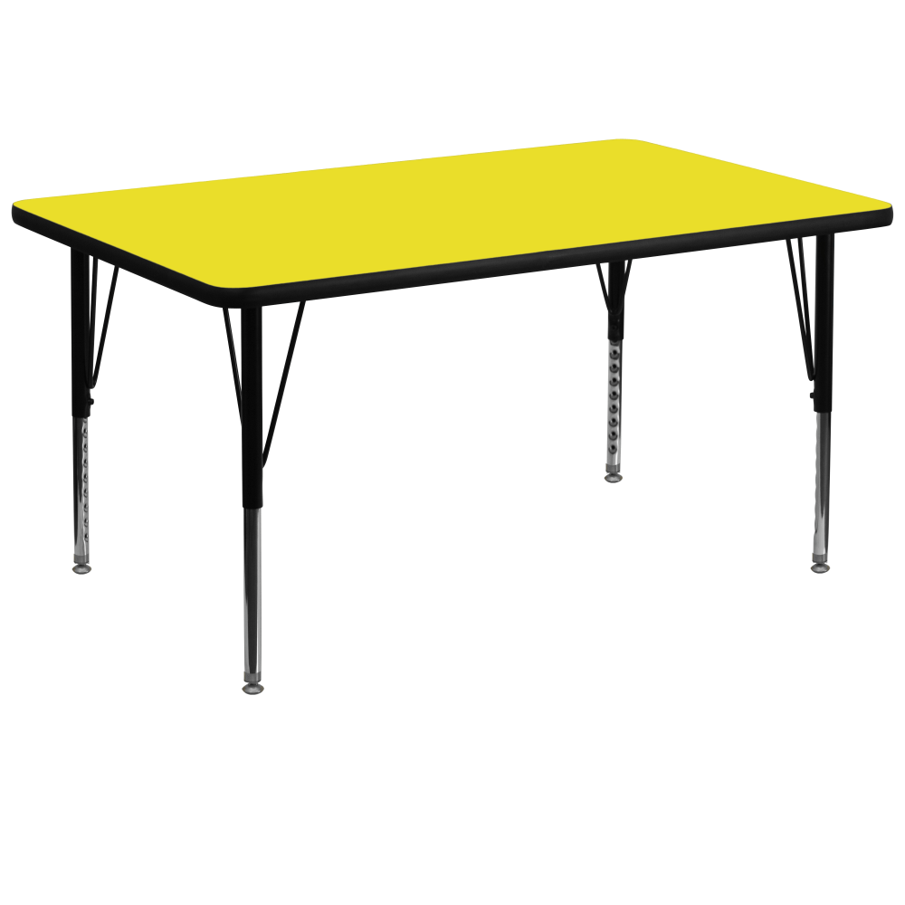 Flash Furniture Rectangular HP Laminate Activity Table With Height-Adjustable Short Legs, 25-1/4inH x 36inW x 72inD, Yellow