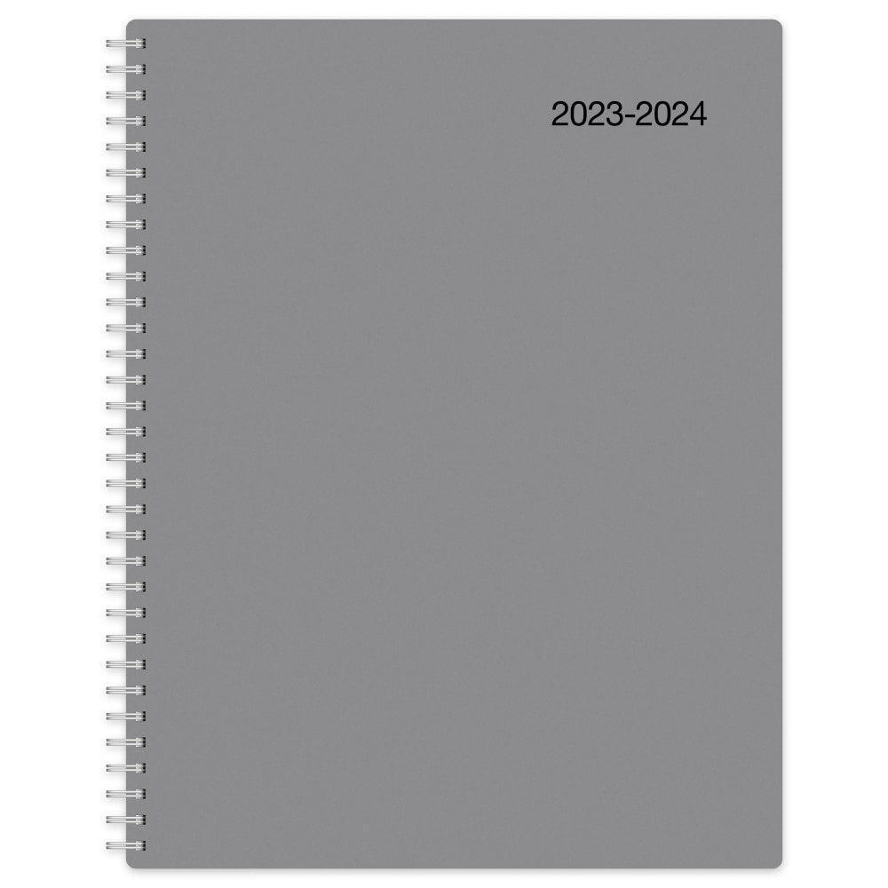 2023-2024 Office Depot Brand Monthly Academic Planner, 8-1/2in x 11in, 30% Recycled, Gray, July 2023 to June 2024