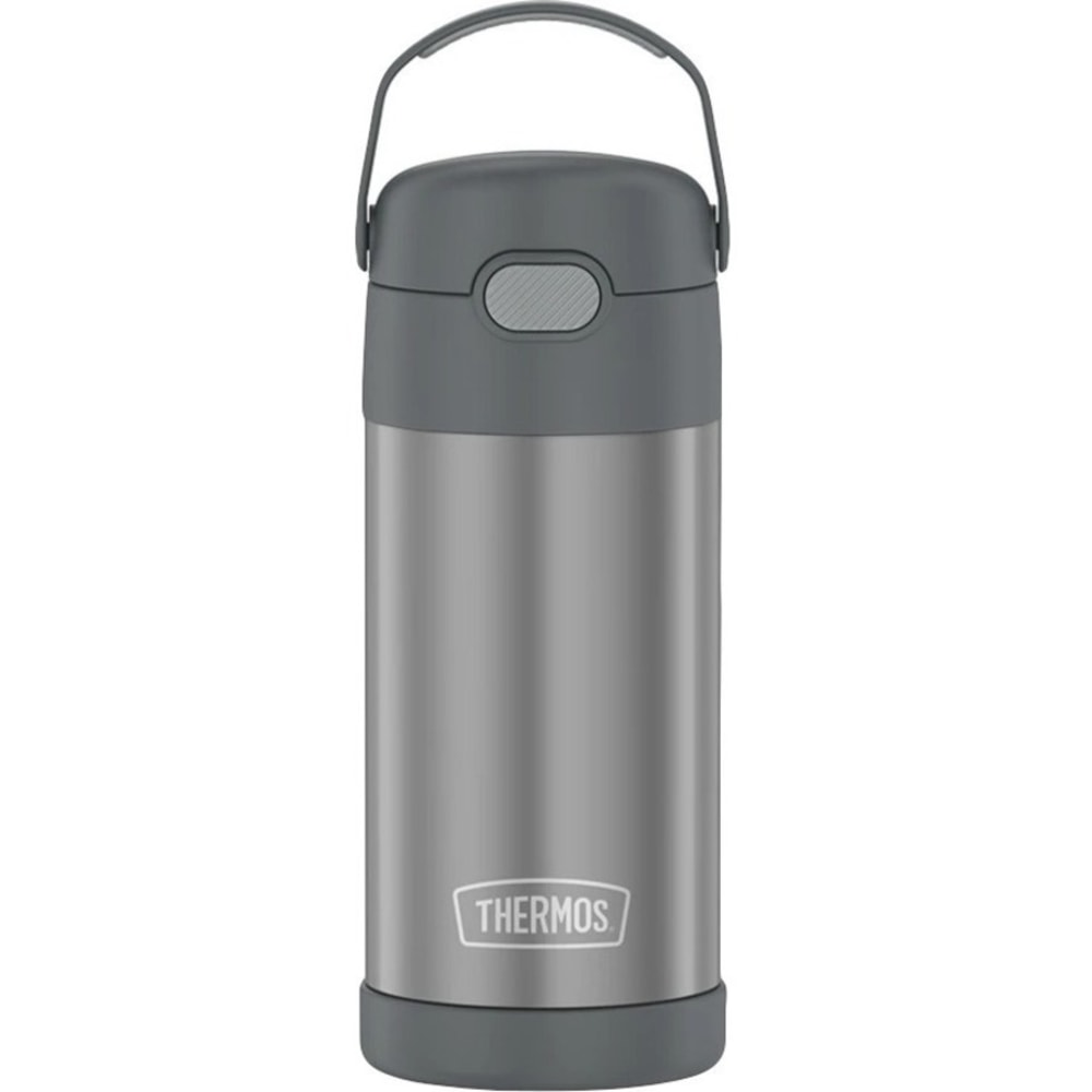 Thermos FUNtainer Water Bottle 12Oz - 12 fl oz - Gray - Stainless Steel, Silicone