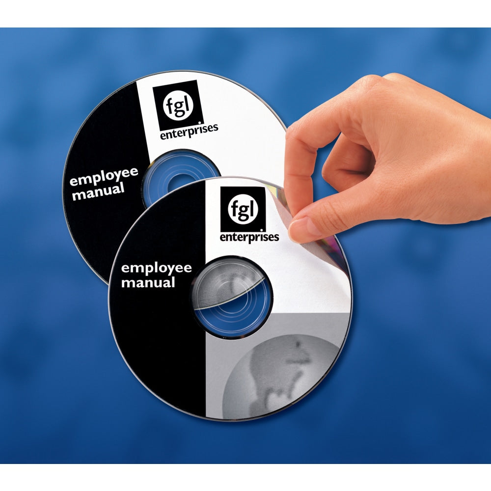 Avery Removable Print-to-the-Edge CD/DVD Labels, 5931, Round, 4.65in Diameter, White, 50 Disc Labels And 100 Spine Labels