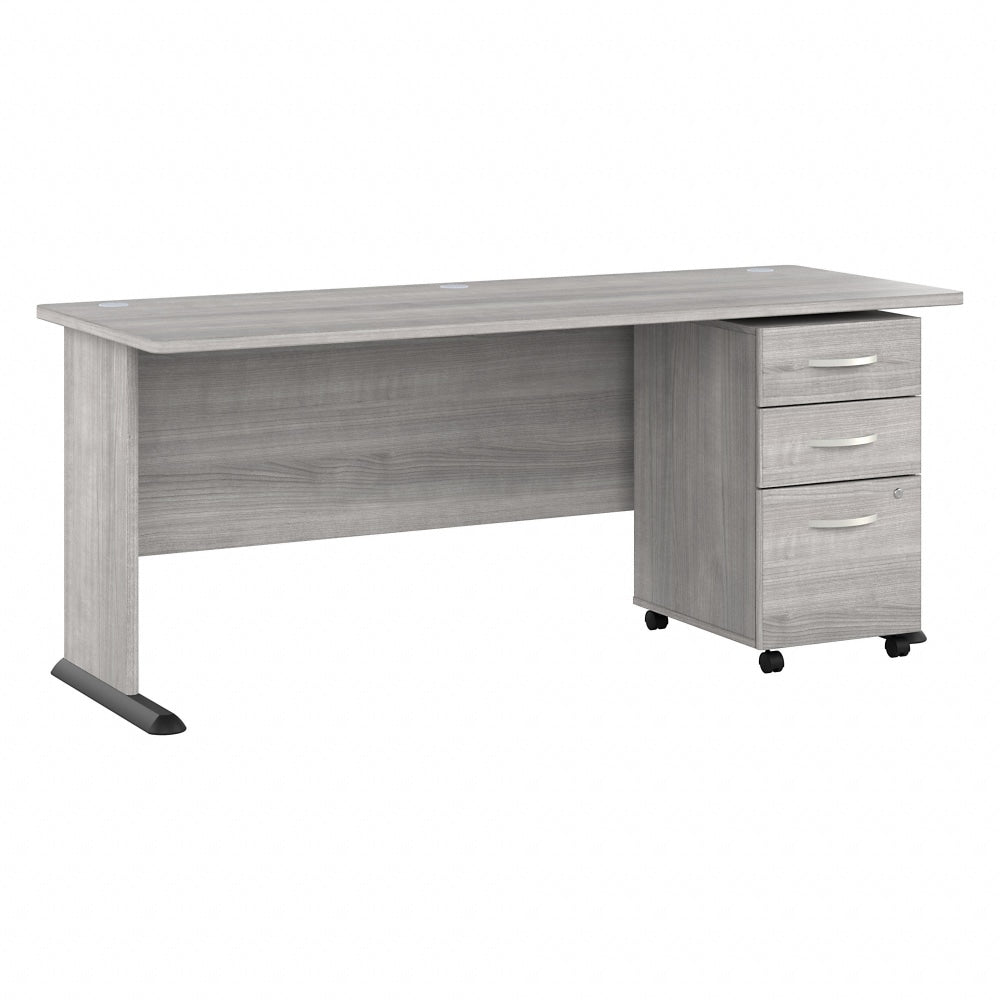 Bush Business Furniture Studio A 72inW Computer Desk With 3-Drawer Mobile File Cabinet, Platinum Gray, Standard Delivery