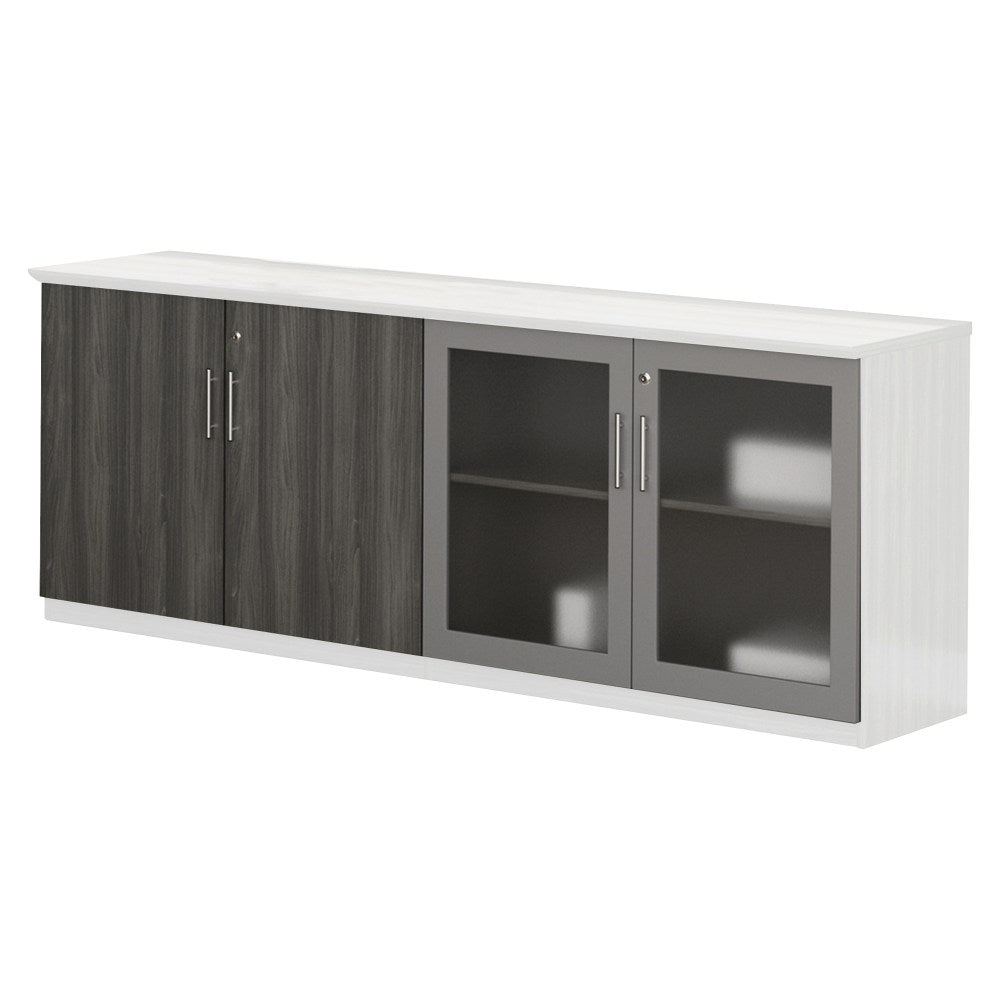 Mayline Medina Series Low Wall Cabinet Doors - Contemporary - 34.9in Width x 26.7in Height x 600 mil Thickness - Glass, Wood - Gray, LaminateLockable