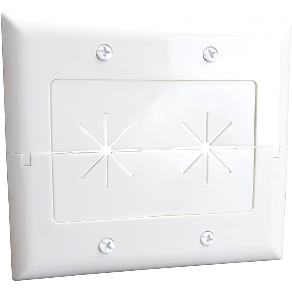 DataComm 45-0027-WH 2-Gang Split Plate with Flexible Opening ((White) - 2-gang - White