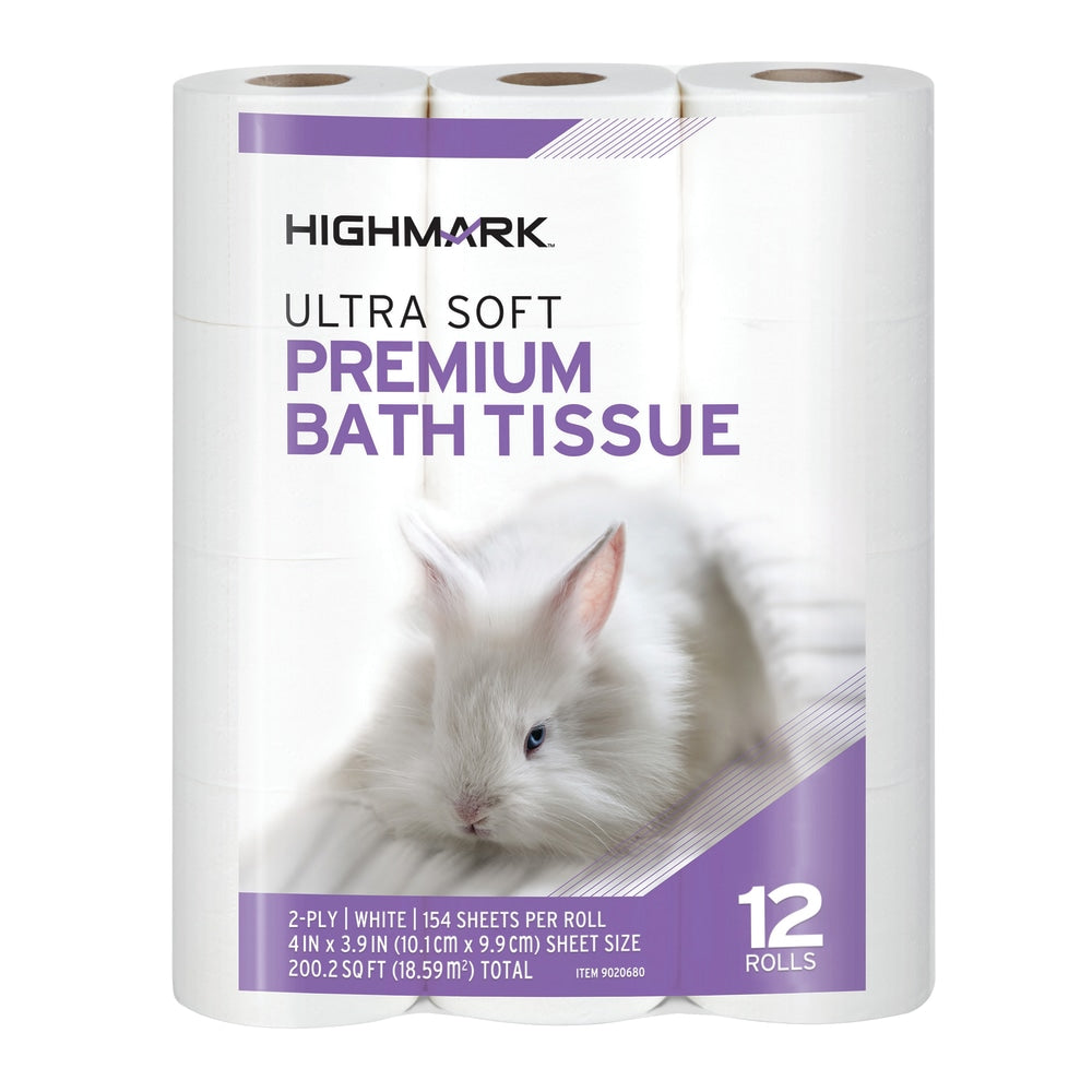 Highmark TAD Premium 2-Ply Toilet Paper, 51-5/16ft Rolls, 154 Sheets Per Roll, 12 Rolls Per Pack, Case Of 4 Packs