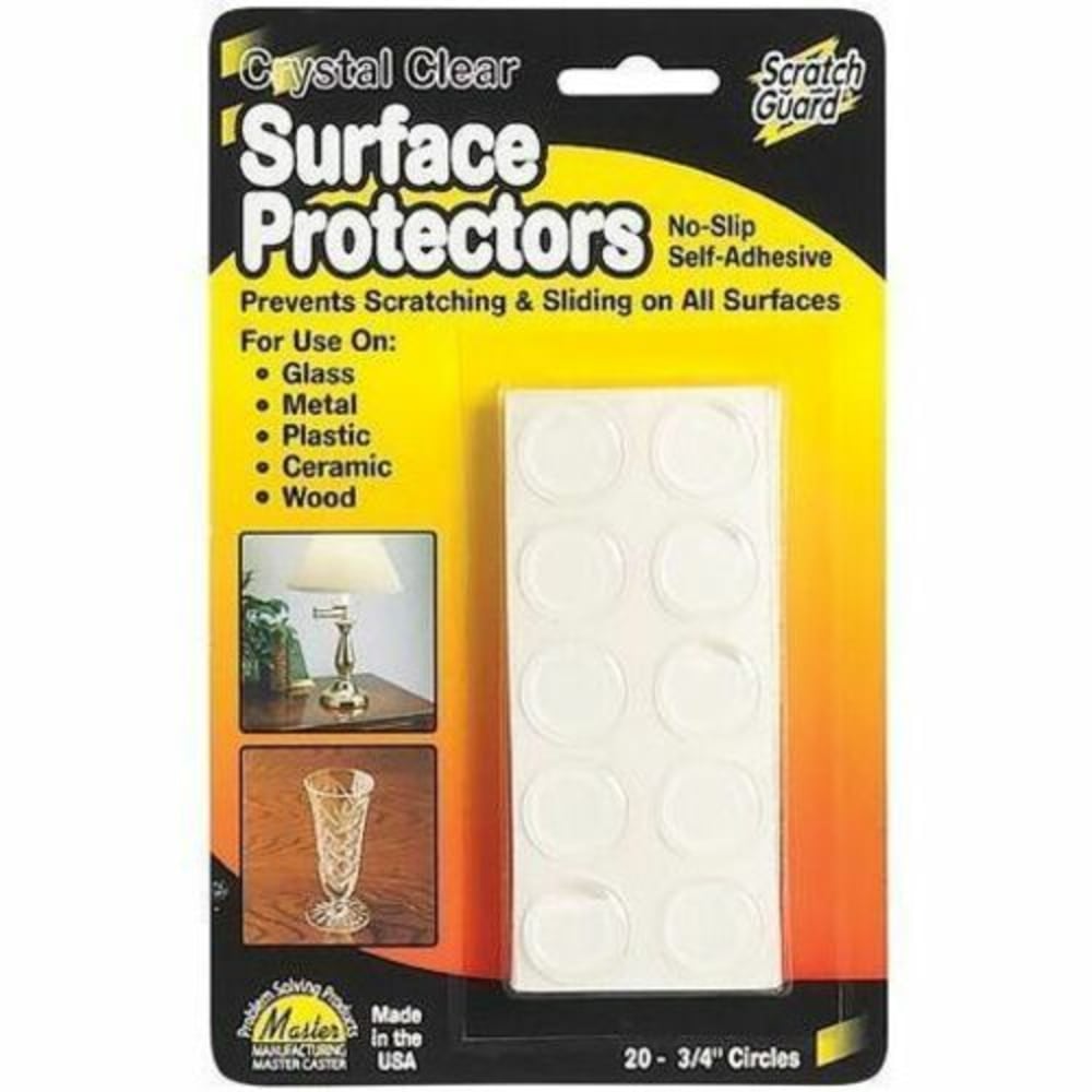 Master Caster Scratch Guard Surface Protectors, 3/4in Diameter Circles, Clear, Pack Of 20