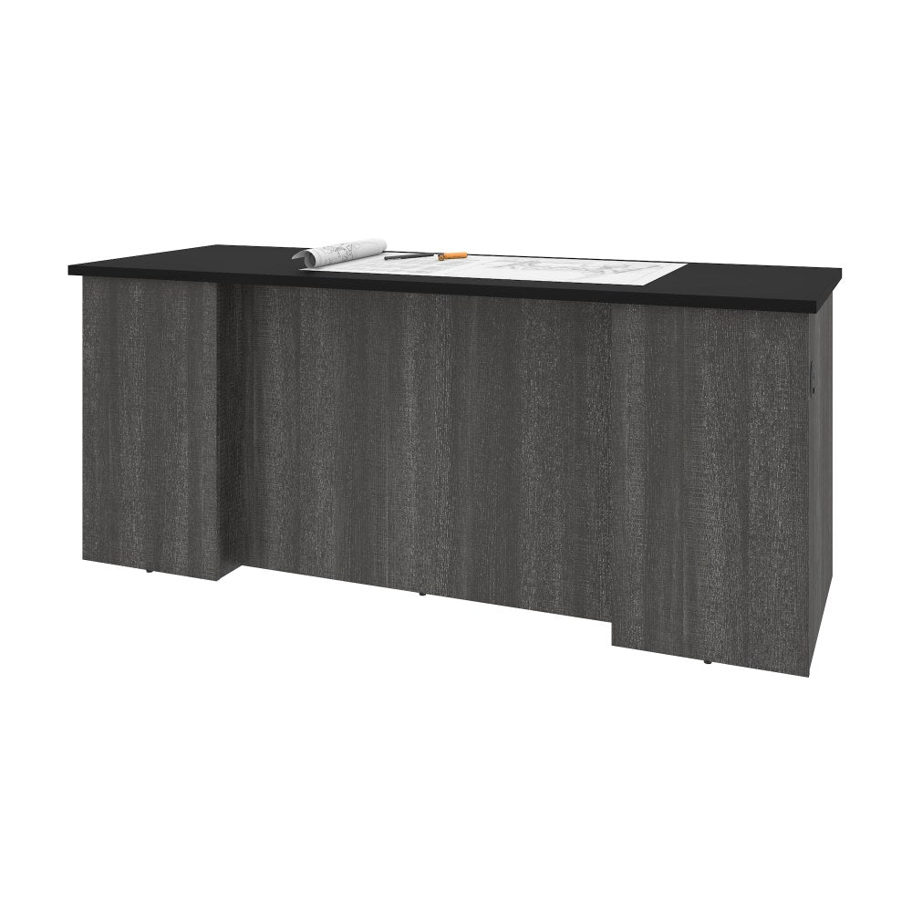 Bestar Norma 71inW Computer Desk Shell, Black/Bark Gray