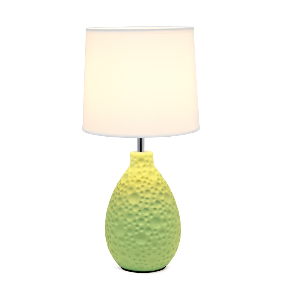 Simple Designs Textured Stucco Ceramic Oval Table Lamp, Green