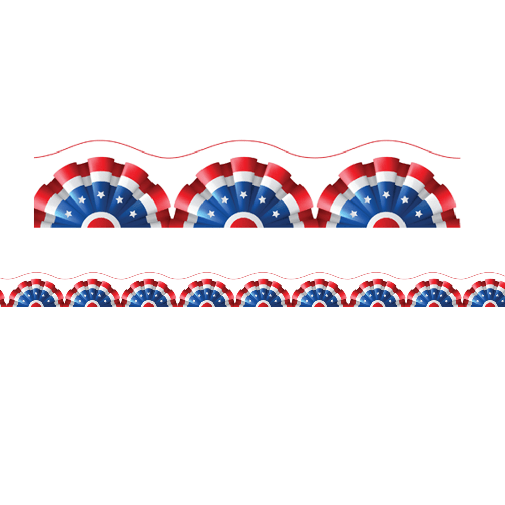 Charles Leonard Scallop Cut Borders/Trims, Patriotic Theme, 24' Per Pack, Set Of 2 Packs