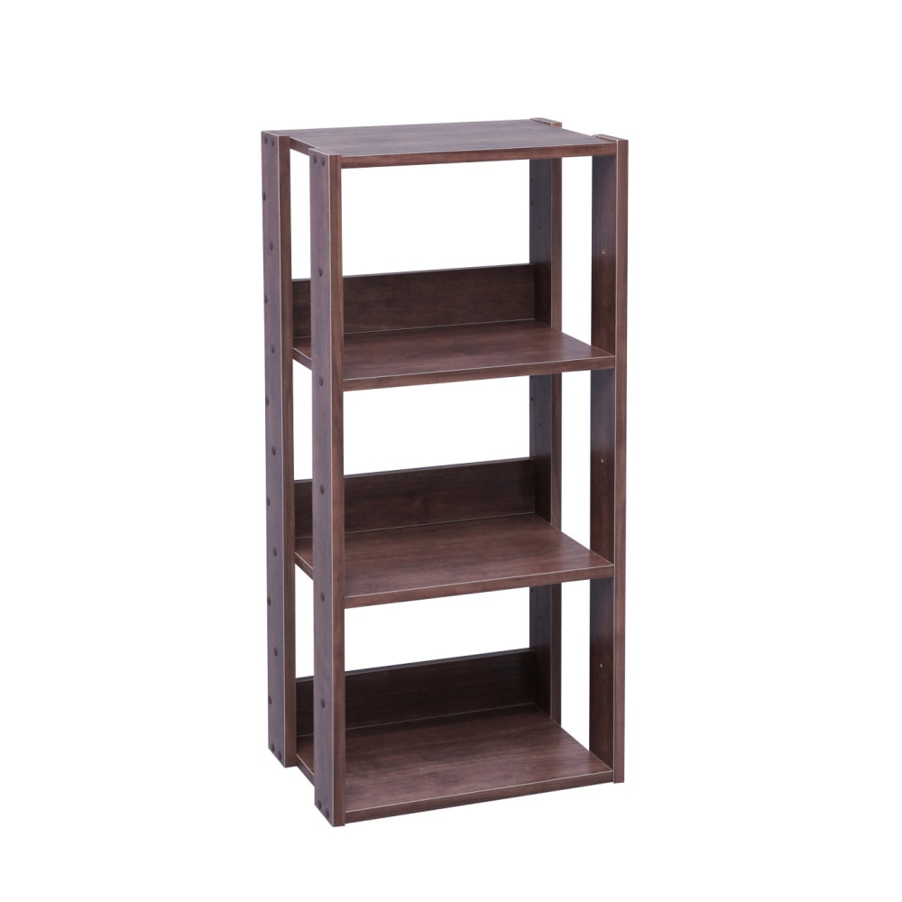 IRIS Mado 35inH 3-Tier Open Shelving Unit, Brown