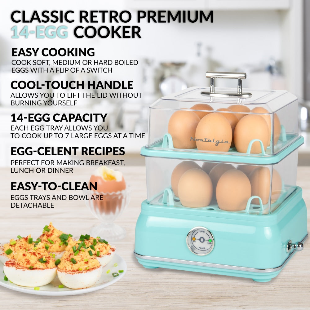 Nostalgia Electrics Classic Retro 14-Capacity Egg Cooker, Aqua