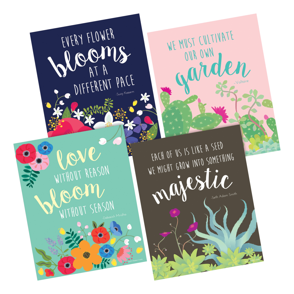 Barker Creek Art Print Set, 8in x 10in, Petals & Prickles, Set Of 4 Prints