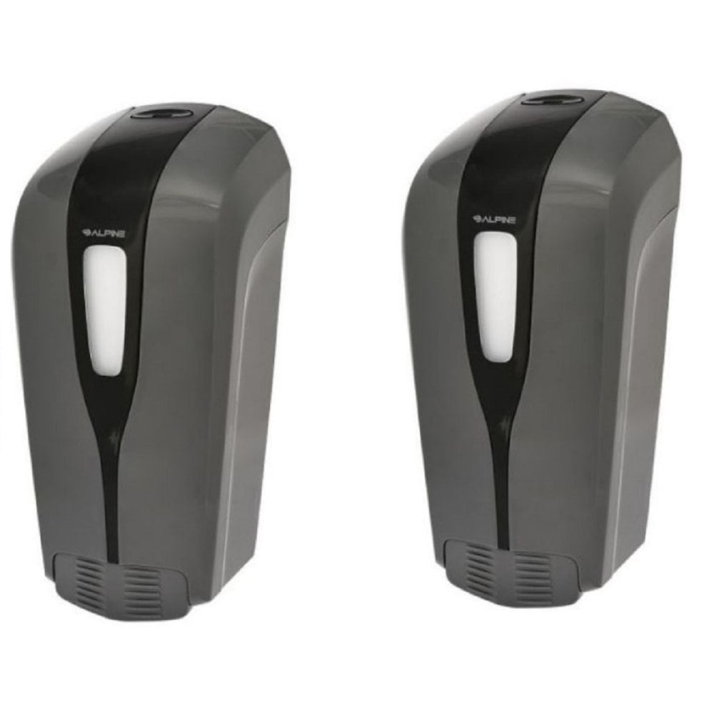 Alpine Aspen Commercial Refillable Manual Foam Soap Dispensers, 8-3/4inH x 4-1/4inW x 3-1/4inD, Gray, Pack Of 2 Dispensers