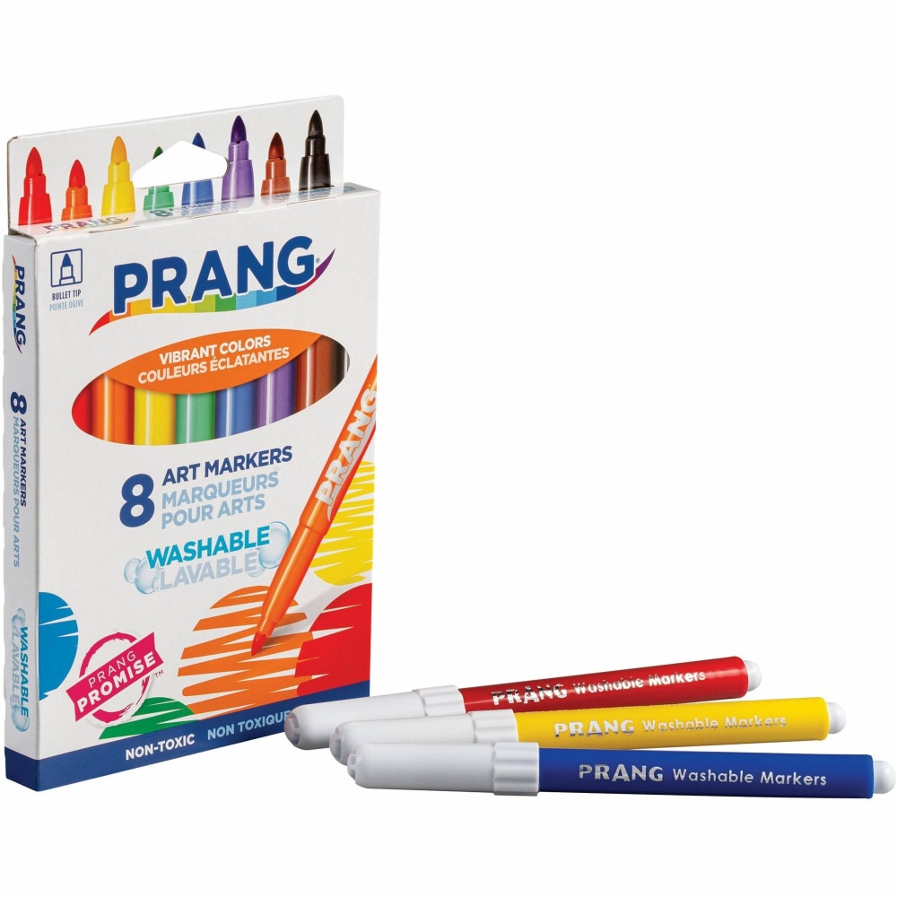 Prang Classic Color Washable Art Markers, Conical Tip, Assorted Colors, Pack Of 8