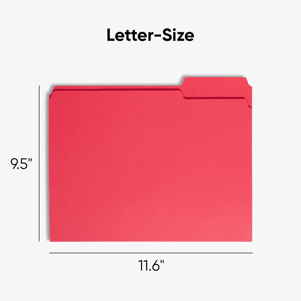 Smead Color File Folders, Letter Size, 1/3 Cut, Red, Box Of 100