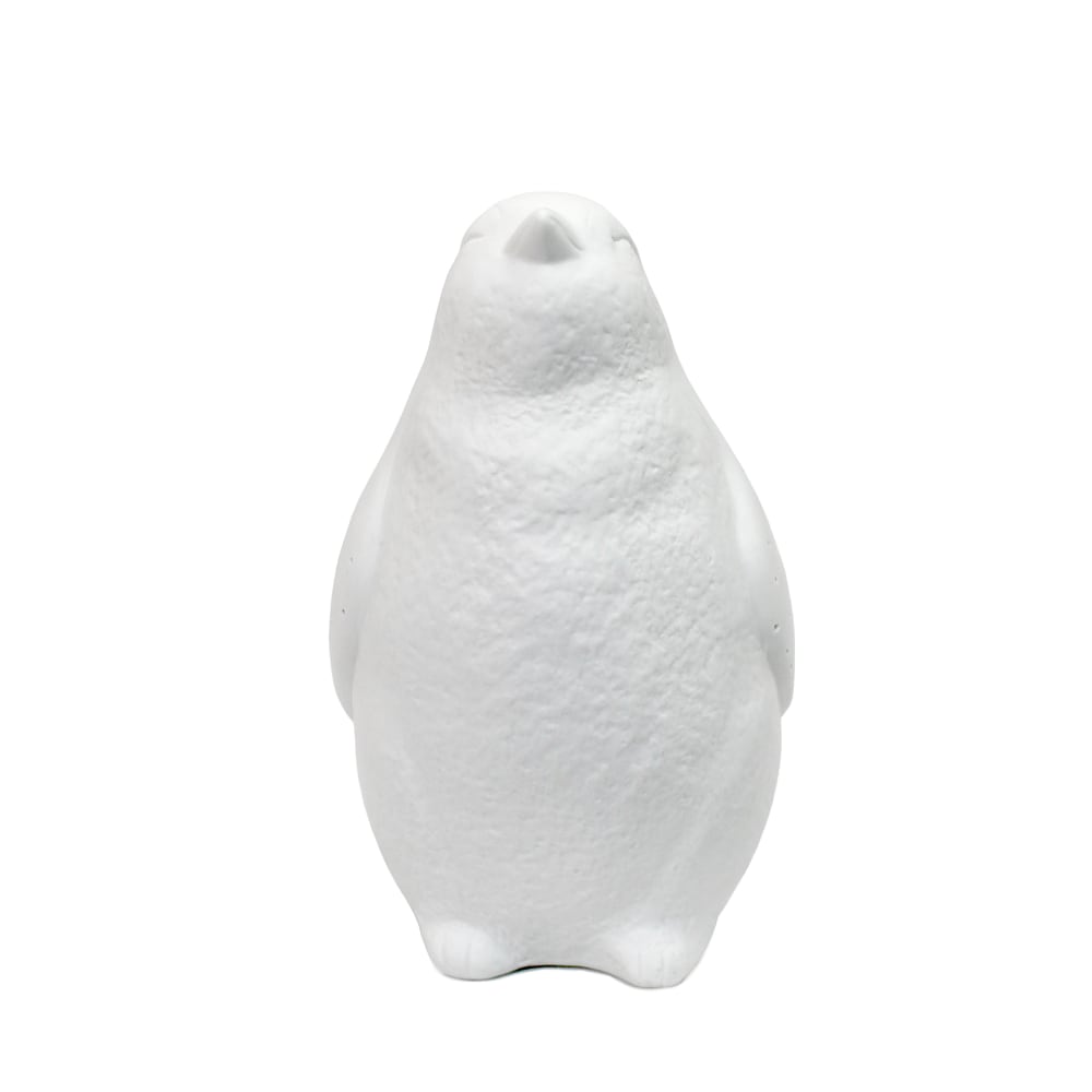 Simple Designs Porcelain Arctic Penguin-Shaped Table Lamp, 10 5/16inH, White Shade/White Base