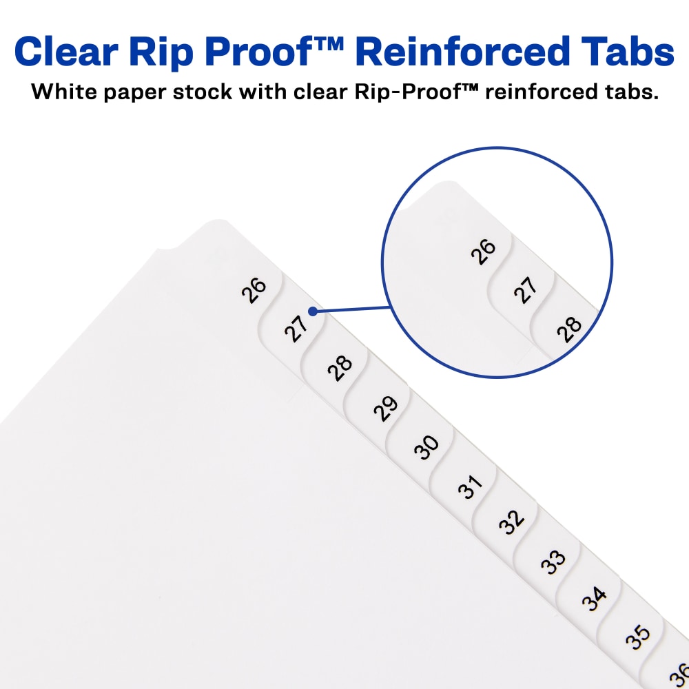 Avery Allstate Style Collated Legal Exhibit Dividers, 8 1/2in x 11in, Numbered 26-50, White