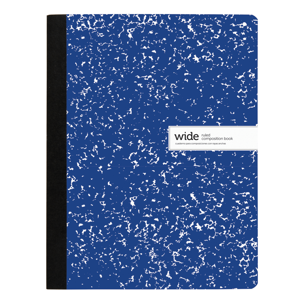 Office Depot Brand Composition Notebook, 9-3/4in x 7-1/2in, Wide Ruled, 100 Sheets, Blue