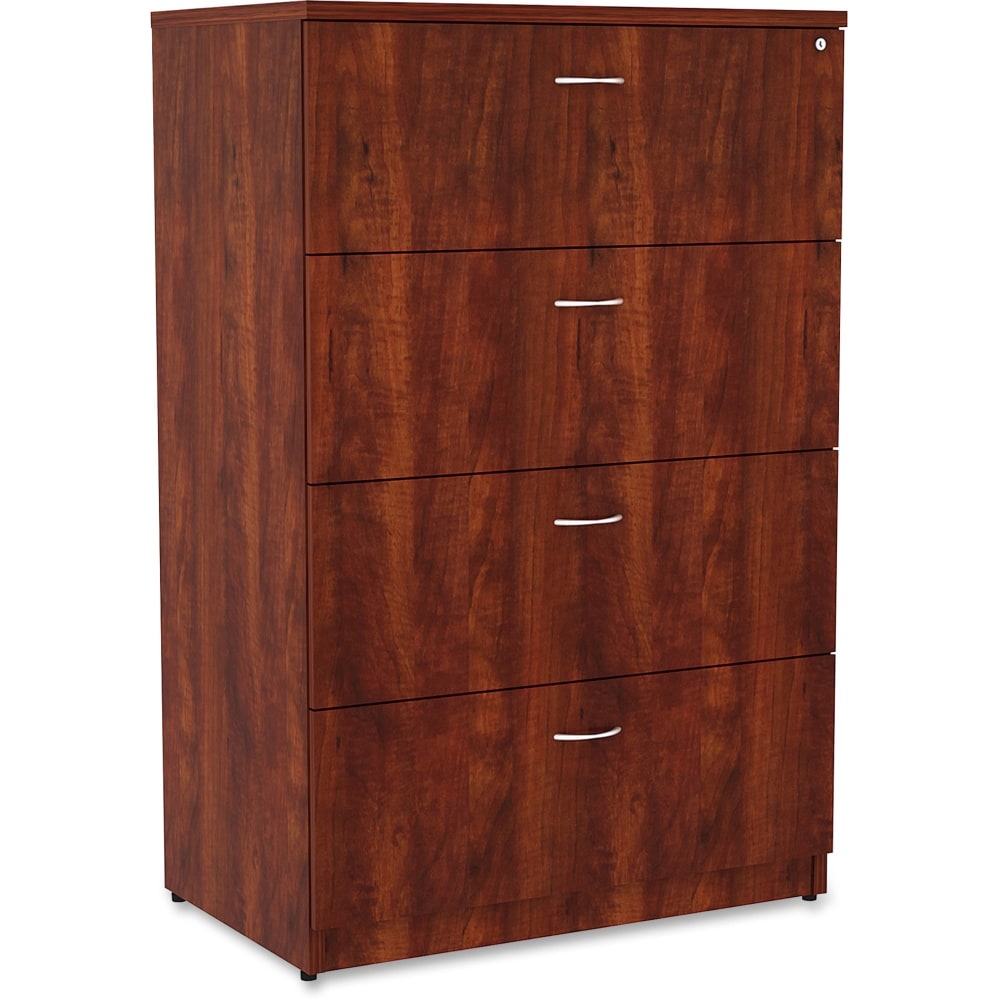 Lorell Essentials 35-1/2inW x 22inD Lateral 4-Drawer File Cabinet, Cherry