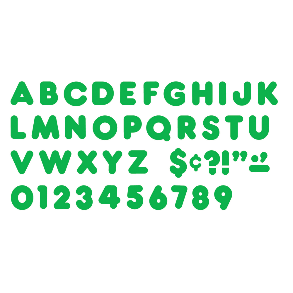 TREND Ready Letters, 4in, Casual Uppercase, Green, Set Of 6 Packs